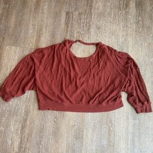 Orange Ribbed Crop Top